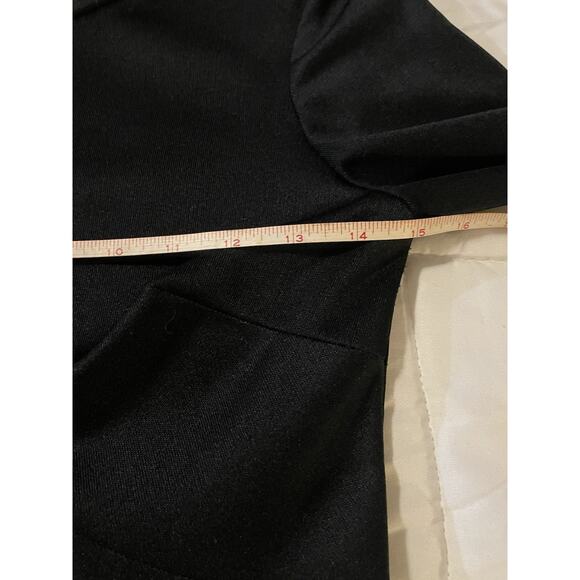 VTG. black maxi dress–Ruched funnel neck,covered buttons,long sleeve,ILGWU,USA - Picture 9 of 14